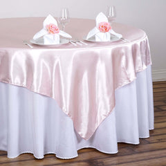 Satin 90"x90" Table Overlay Square Tablecloth Blush - Smooth Finish Table Topper