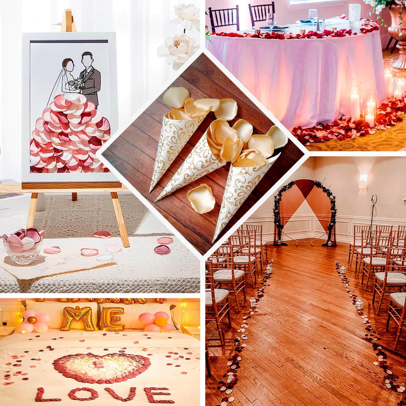 400-Pack Rose Petals Life-Like Flower Confetti Dusty Rose Mix Matte Silk Round - Decorative Event Table Scatters 2"