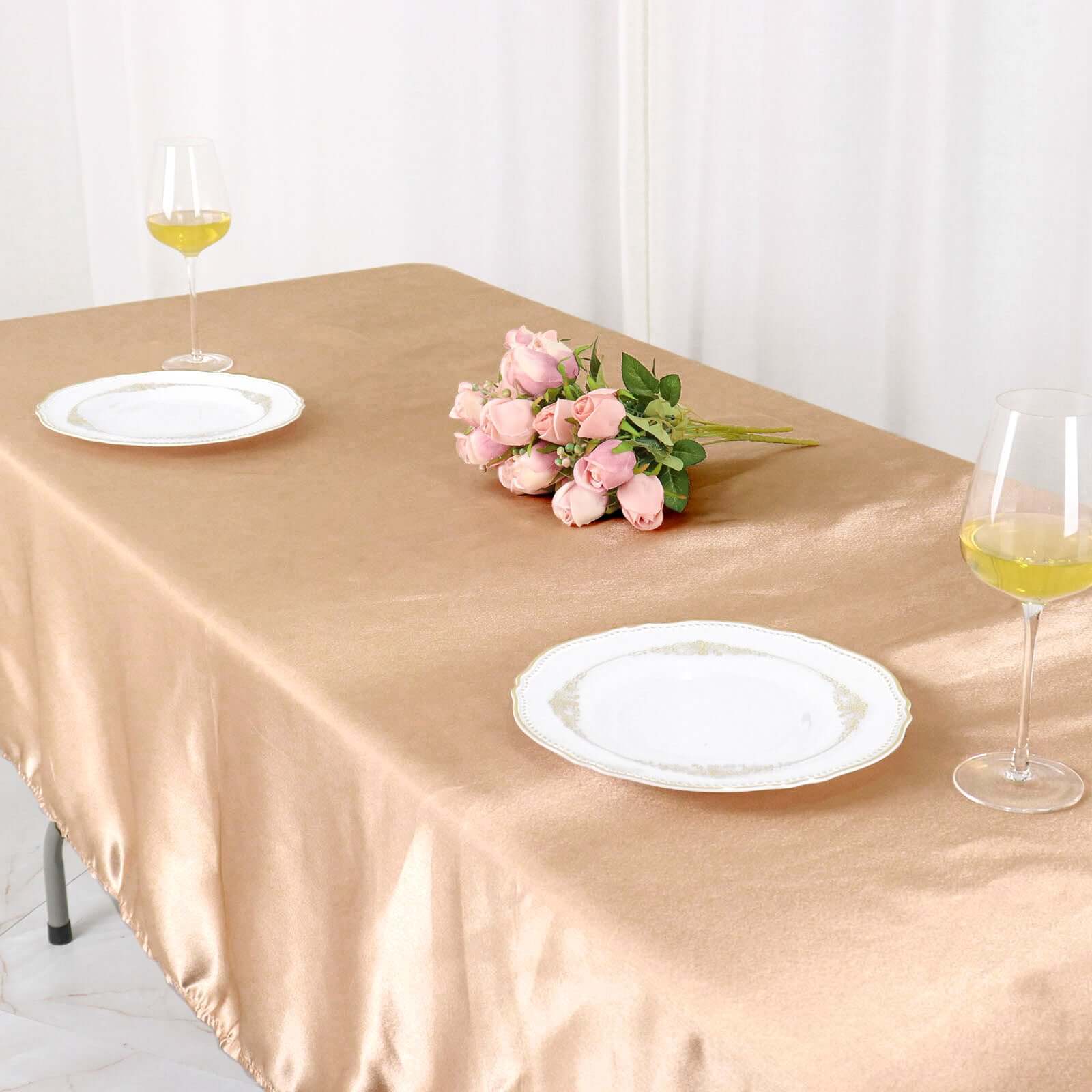 Satin Rectangular 60"x102" Tablecloth Nude - Smooth and Lustrous Table Cover
