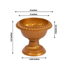 4-Pack Plastic Flower Pot Vases Roman Style Gold - Classic Floral Urn Planter Table Centerpieces 6"