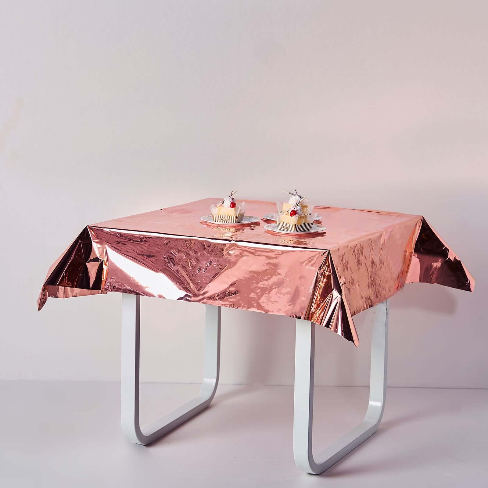Metallic Foil Tablecloth Square Rose Gold - Stylish Disposable Party Cover 50"x50"