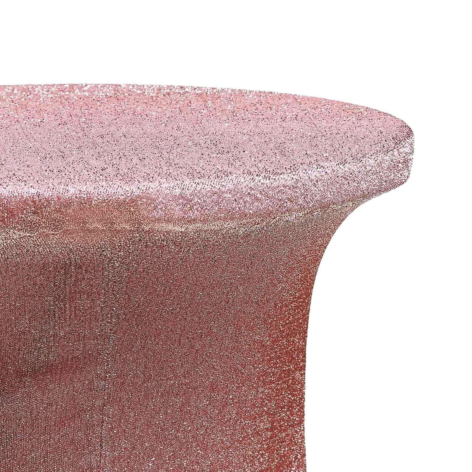Metallic Spandex 36" Fitted Glitter Round Cocktail Table Cover Rose Gold - Stretch Fit for High Top Tables