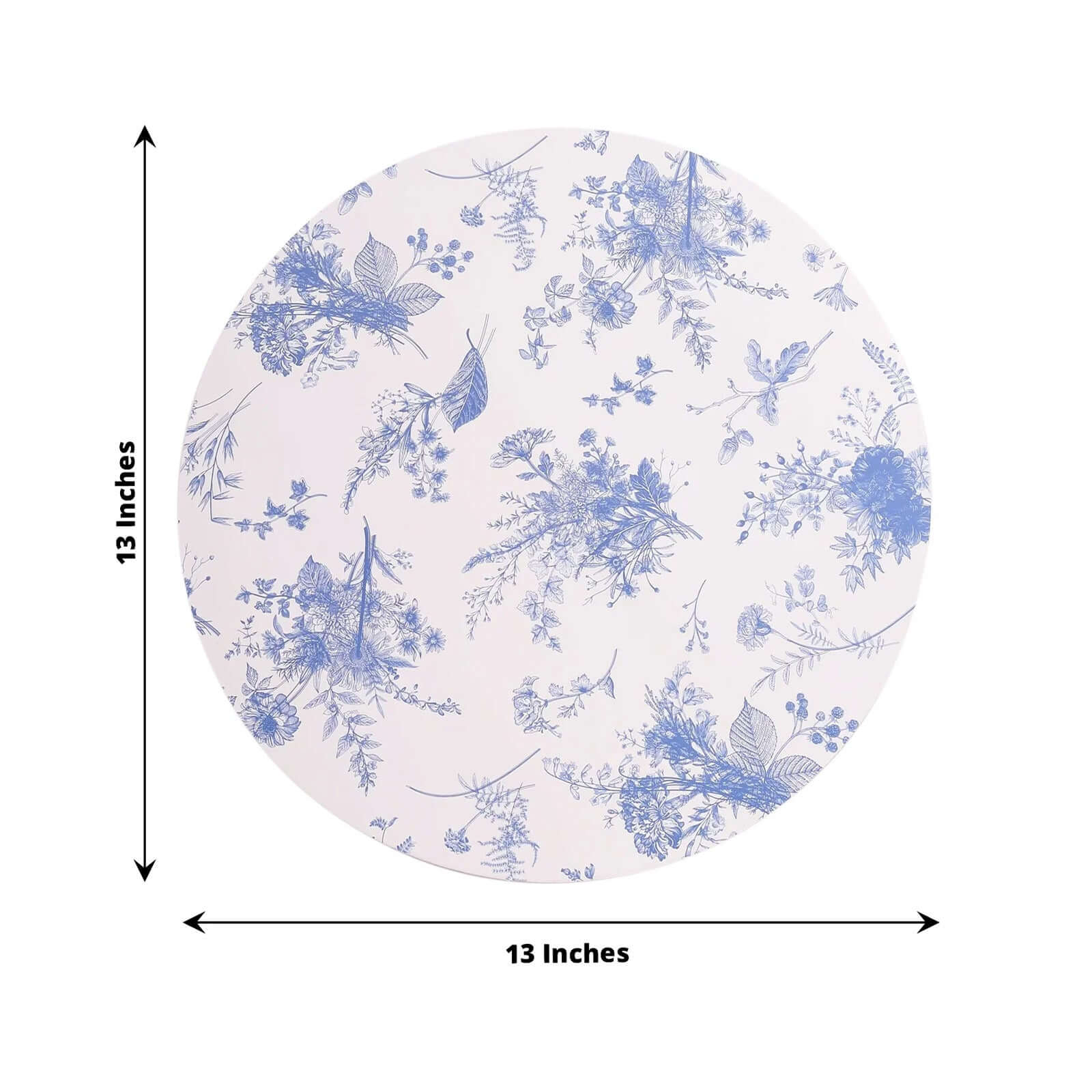 6-Pack Disposable Charger Plates in French Toile Print 13" in White/Blue - 700GSM Floral Paper Chargers for Stylish & Easy Cleanup