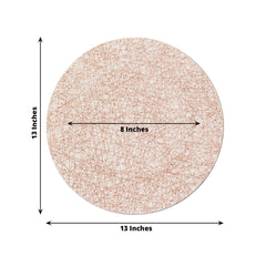 6-Pack Acrylic Round Charger Plates 13" in Rose Gold with Glitter Abstract Lines Pattern, Decorative Dinner Party Charger Tableware