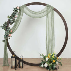 20ft Dusty Sage Green Gauze Cheesecloth Fabric Wedding Arch Drapery, Window Scarf Valance, Boho Decor Arbor Curtain Panel