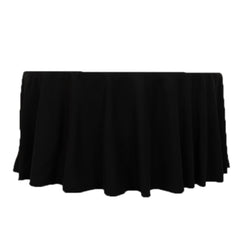 Cotton Blend 120" Round Tablecloth Black - Seamless Wrinkle-Resistant Table Cover