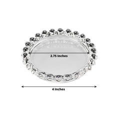 6-Pack Glass Pillar Candle Holder Plates Clear with Beaded Rims - Transparent Small Round Coaster Trays 4"