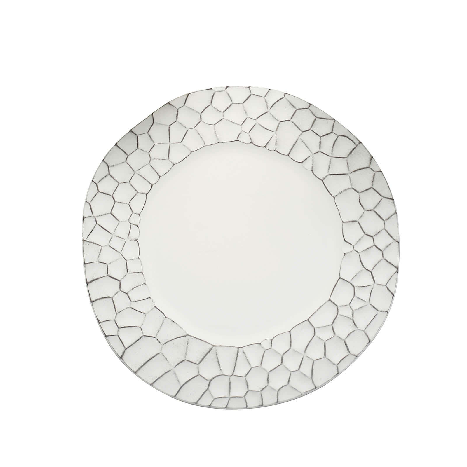 6-Pack Round Charger Plates 13" in White with Hammered Rim, Matte Finish Modern Dinner Charger Tableware
