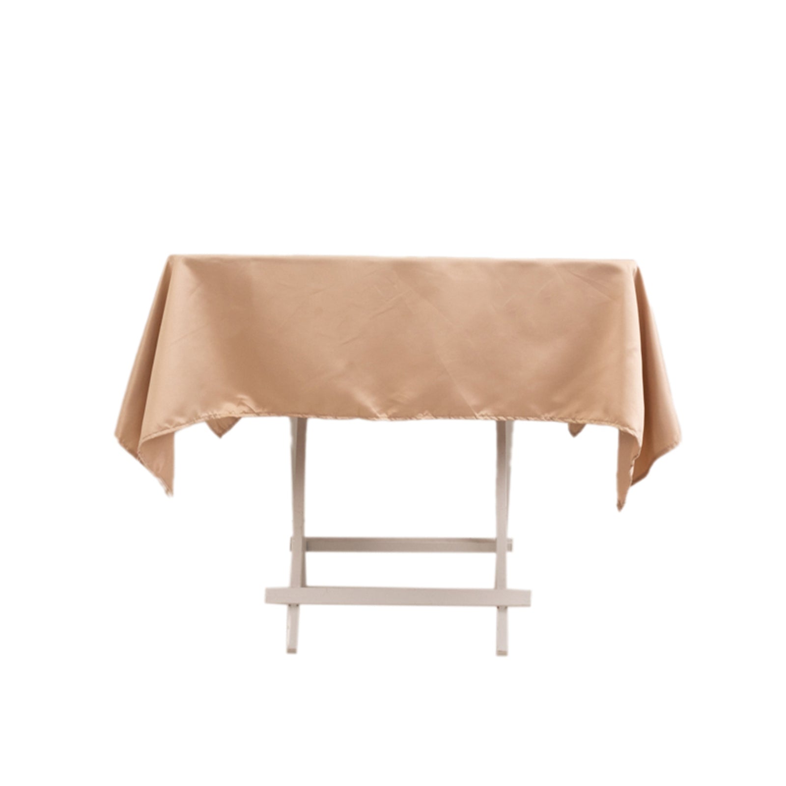 Lamour Satin 54"x54" Square Tablecloth Nude - Durable & Silk-Like Table Cover