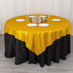 Polyester 72"x72" Table Overlay Square Tablecloth Gold - Glitter Sparkle Design for Classy Celebrations