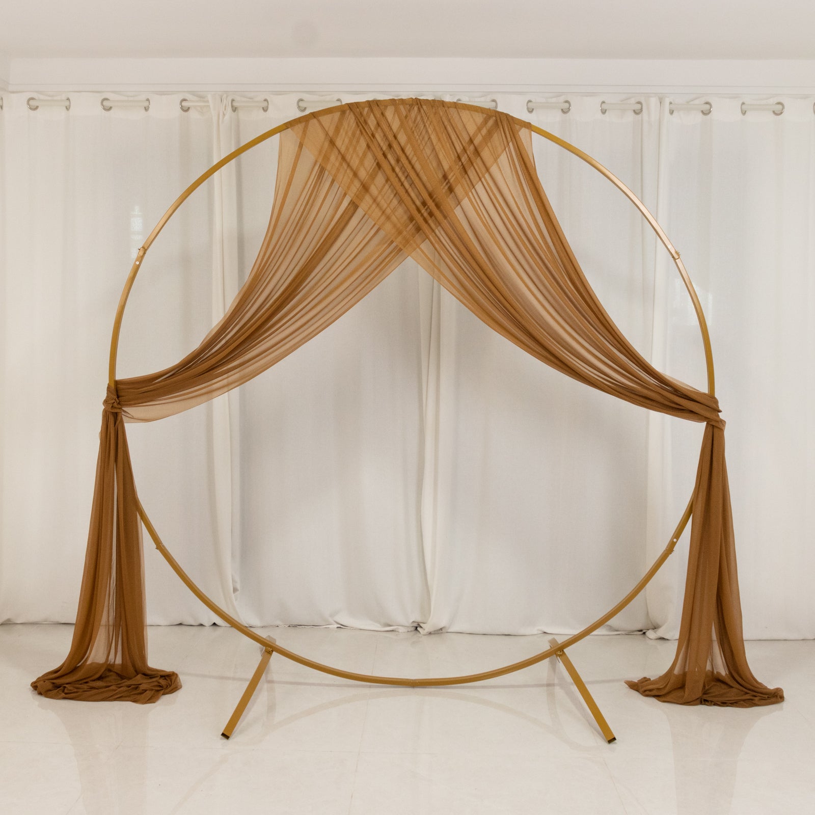 Gold Sheer Backdrop Drape – 5ftx32ft Wedding Arch & Ceiling Decor Panel, Wrinkle Free with Soft Shimmer