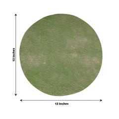50 Pack Disposable Olive Green Placemats, 13" Non-Woven Mesh Fiber Round Table Mats for Dining & Events