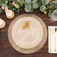 6-Pack Disposable Table Placemats in Natural with Walnut Wood Design - Cardboard Placemats for Rustic & Farmhouse Themes 13"