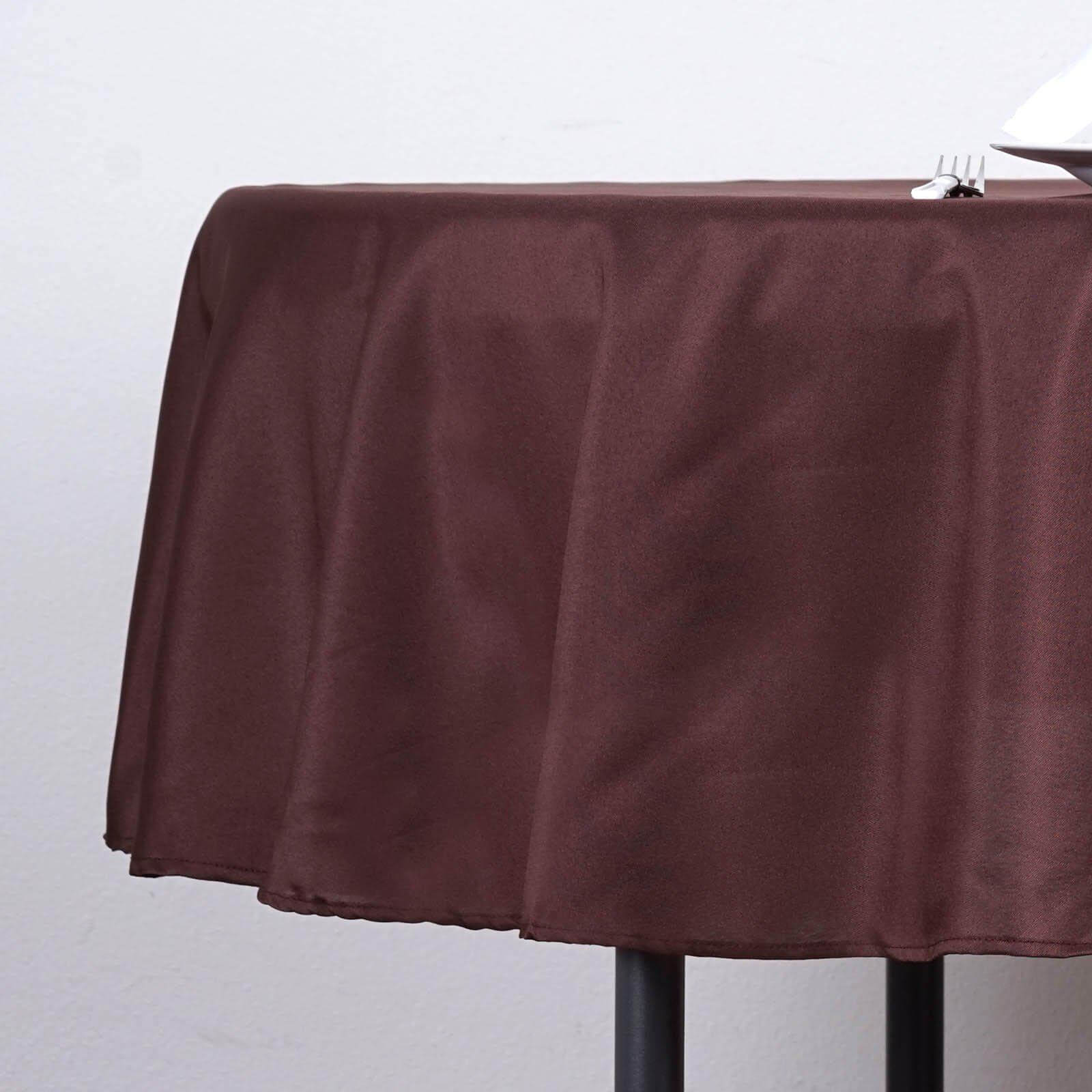 Polyester 90" Round Tablecloth Chocolate - Stain & Wrinkle-Resistant Table Cover