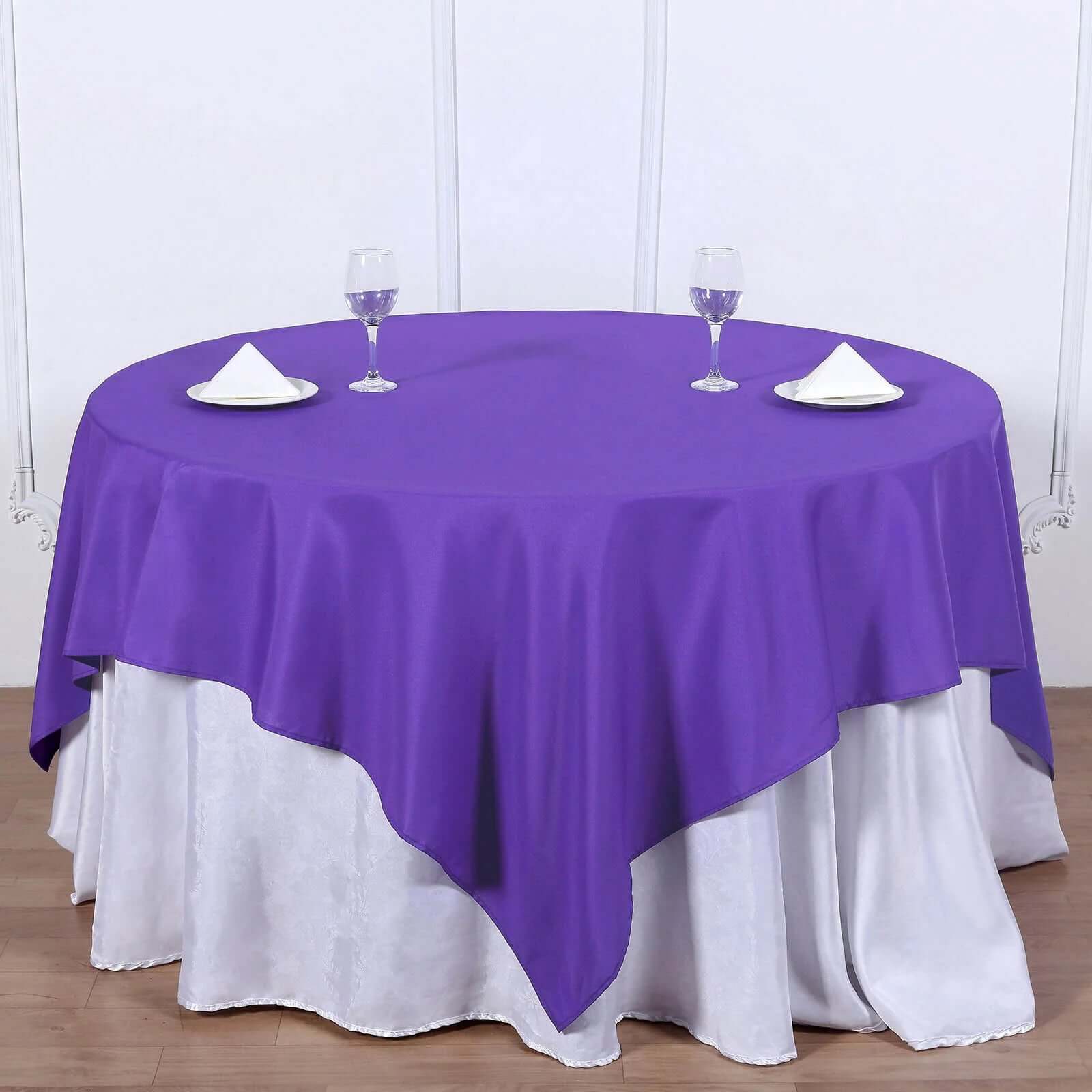 Polyester 70"x70" Table Overlay Square Tablecloth Purple - Wrinkle-Resistant & Durable Table Cover