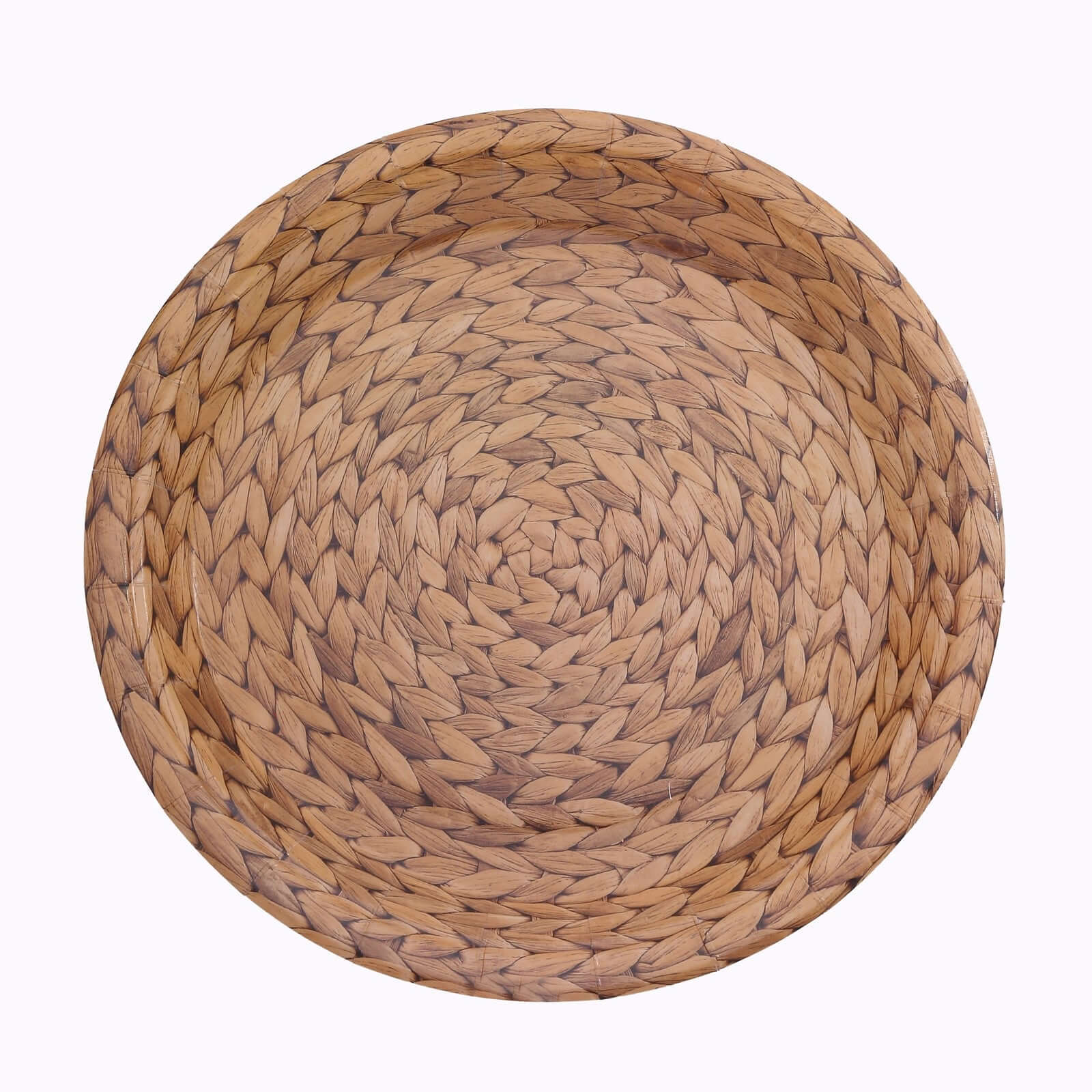 25-Pack Paper 9" Round Dinner Plates Natural with Woven Rattan Print - Rustic Farmhouse Disposable 300GSM Party Plates for Country Chic Celebrations