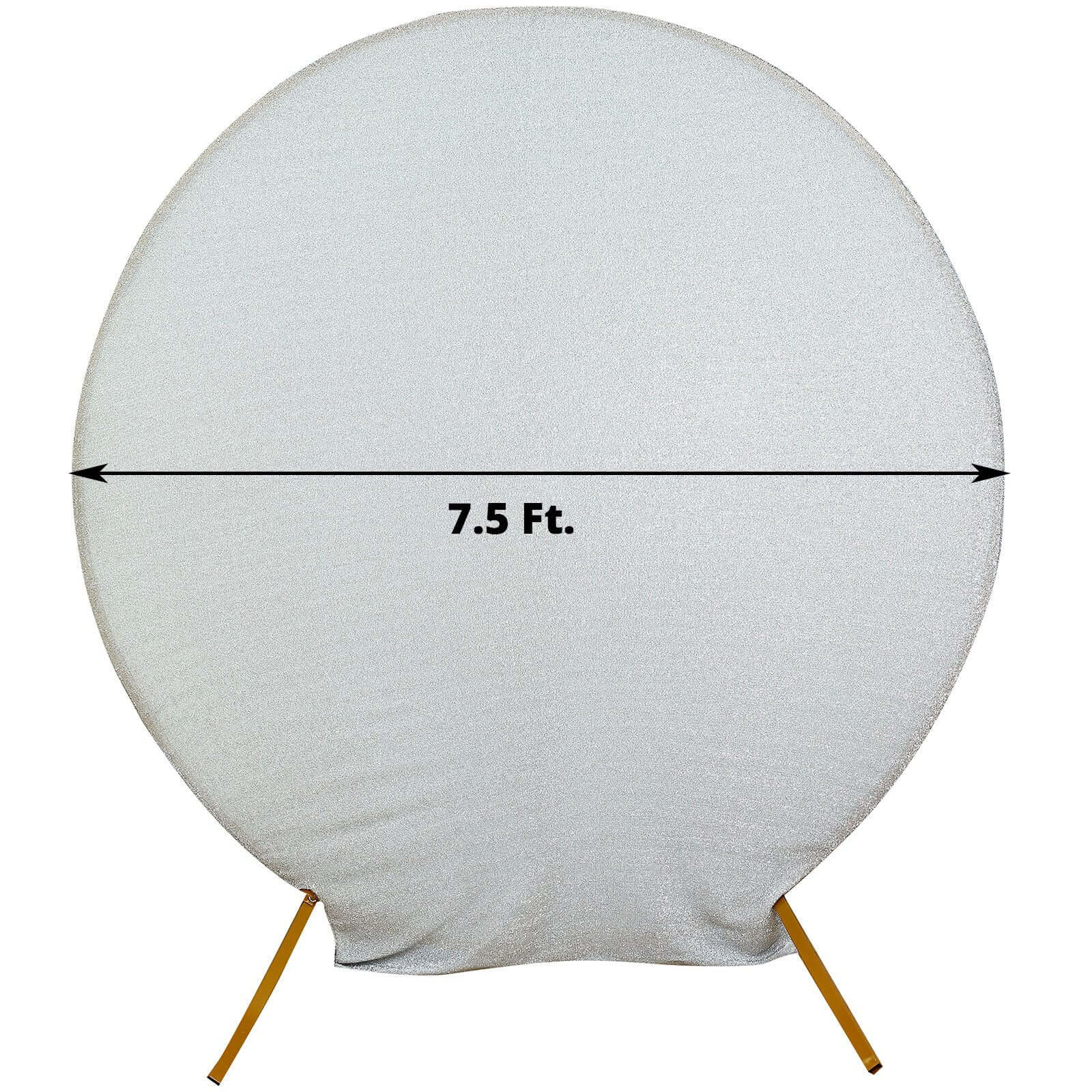 7.5ft Silver Metallic Shimmer Tinsel Spandex Round Wedding Arch Cover, 2-Sided Photo Backdrop