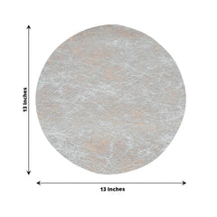 50 Pack Disposable Metallic Silver Placemats, 13" Non-Woven Mesh Fiber Round Table Mats for Dining & Events