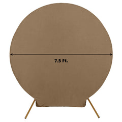 7.5ft Taupe Round Spandex Fit Party Backdrop Stand Cover