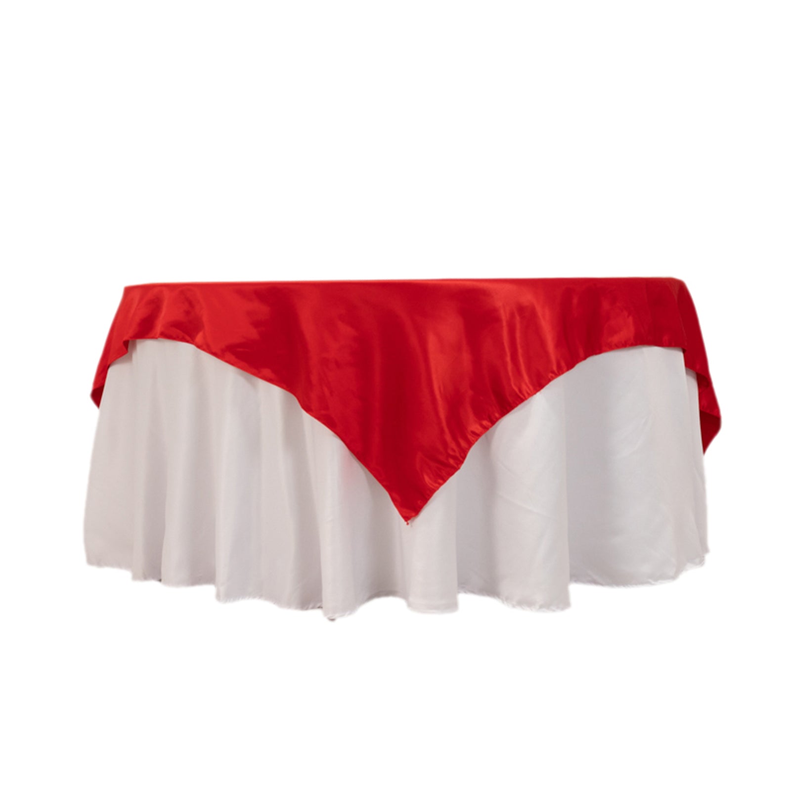 Lamour Satin 72"x72" Table Overlay Square Tablecloth Red - Smooth Finish Table Topper