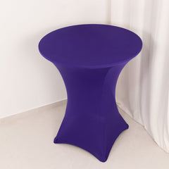 Spandex 36" Round Cocktail Table Cover Purple - Easy to Maintain Stretch Fitted Highboy Tablecloth