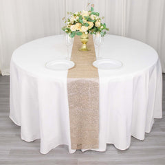 Crystal Rhinestone 10"x108" Table Runner Champagne - Chic Diamond Accent
