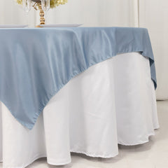Lamour Satin 72"x72" Table Overlay Square Tablecloth Dusty Blue - Smooth Finish Table Topper