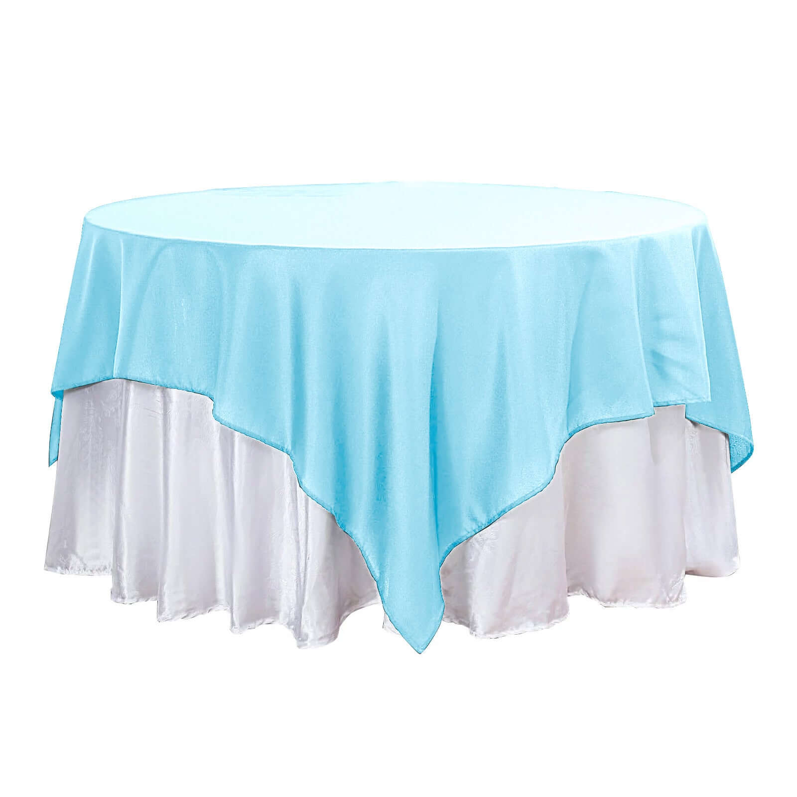 Polyester 90"x90" Table Overlay Square Tablecloth Light Blue - Wrinkle-Resistant & Durable Table Cover