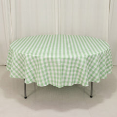 Polyester 90" Round Tablecloth White/Sage Green - Checkered Buffalo Plaid Table Cover