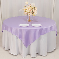 Lamour Satin 72"x72" Table Overlay Square Tablecloth Lavender Lilac - Smooth Finish Table Topper