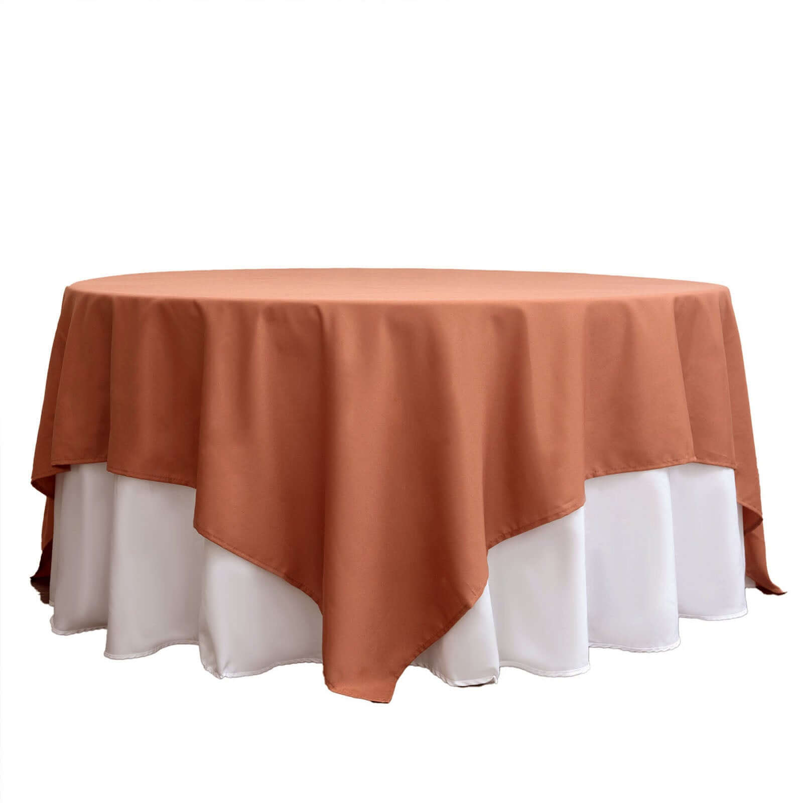 Polyester 90"x90" Table Overlay Square Tablecloth Terracotta (Rust) - Wrinkle-Resistant & Durable Table Cover