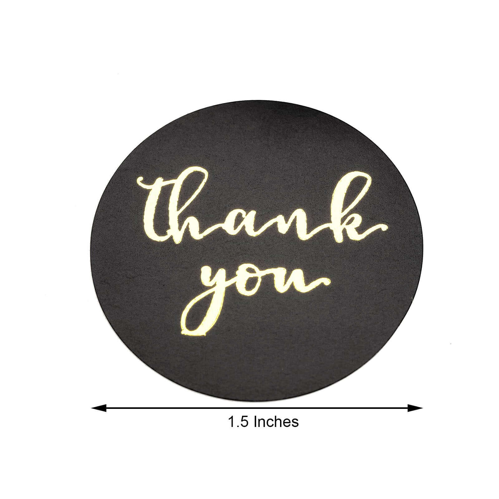 500Pcs 1.5" Thank You Gold Foil Text On Black Stickers Roll Décor Labels and Seals for DIY Envelope - Round