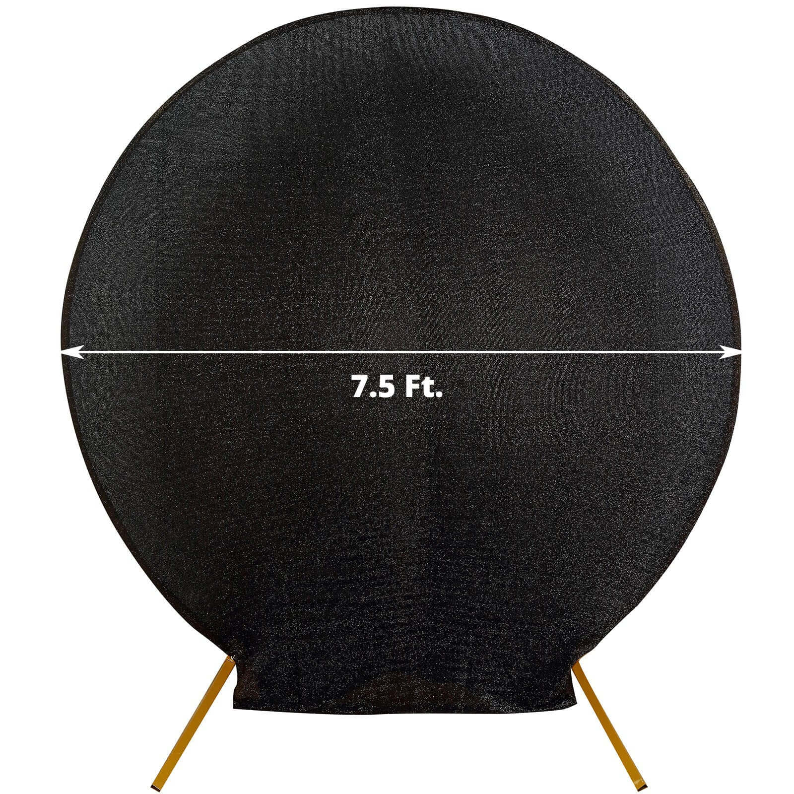 7.5ft Black Metallic Shimmer Tinsel Spandex Round Wedding Arch Cover, 2-Sided Photo Backdrop