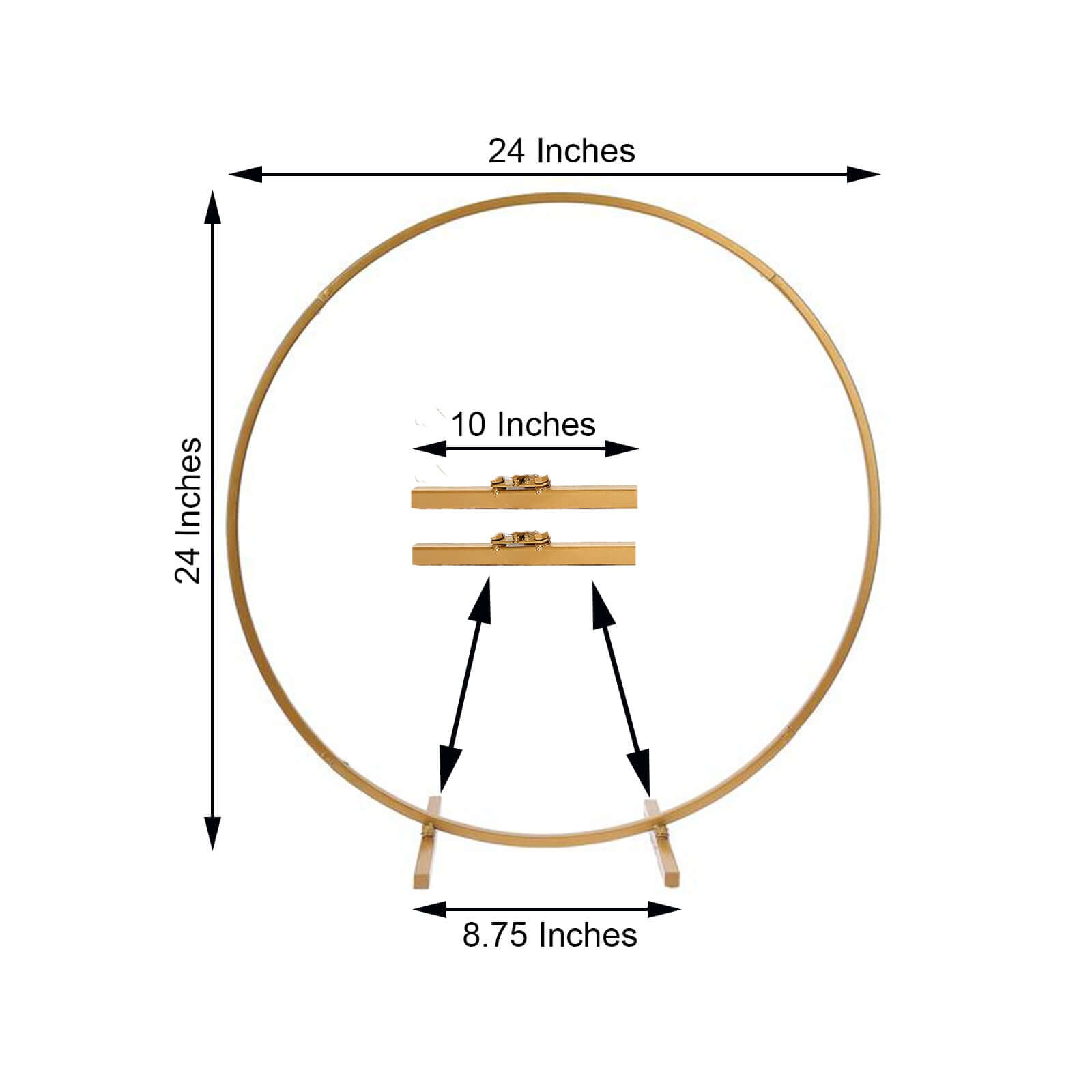Round Wedding Arch Table Centerpiece Metal Gold - Hoop Wreath Tabletop Decor for Receptions 24"
