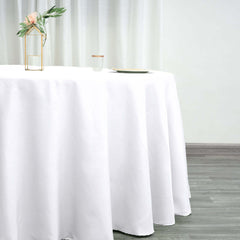 Polyester 120" Round Tablecloth White - Seamless Wrinkle-Resistant Design for Weddings