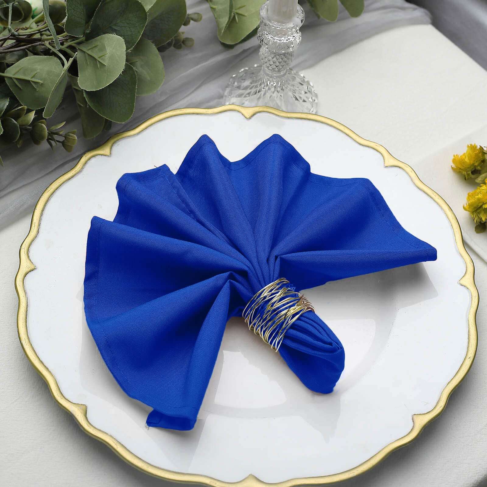 5 Pack Polyester 17"x17" Napkins Royal Blue - Durable & Wrinkle Resistant Dinner Napkins