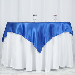 Satin 60"x60" Table Overlay Square Tablecloth Royal Blue - Smooth Silky Touch Table Cover