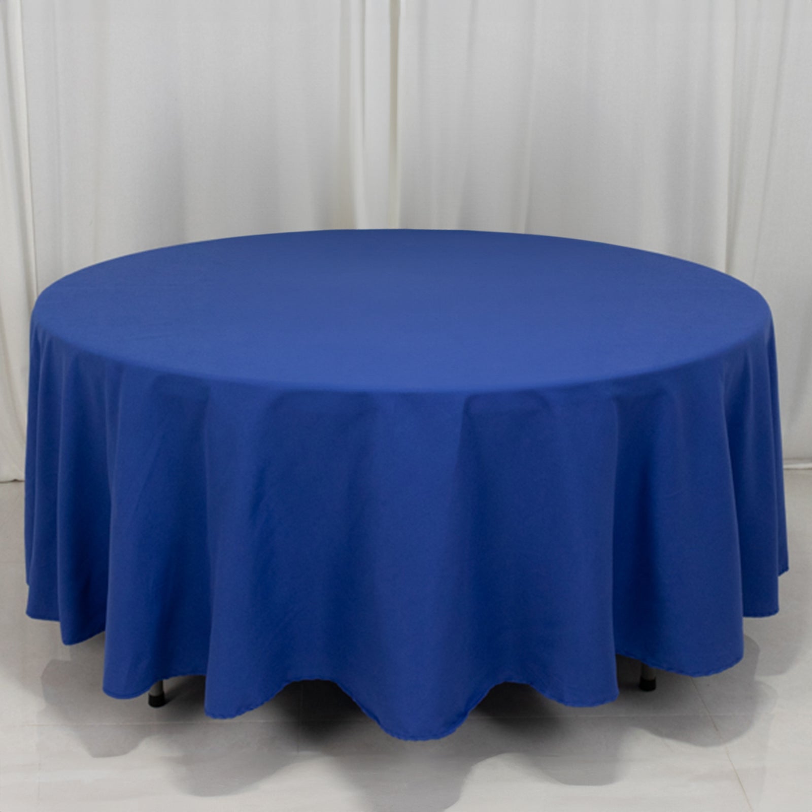 Cotton Blend 108" Round Tablecloth Royal Blue - Wrinkle-Resistant Design