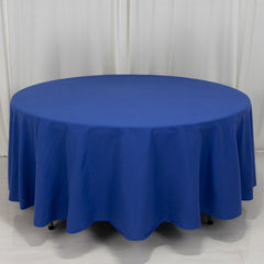 Cotton Blend 108" Round Tablecloth Royal Blue - Wrinkle-Resistant Design