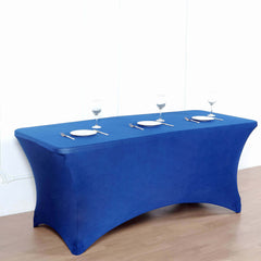 Stretch Spandex 96"x30" Rectangle Table Cover Royal Blue - Durable Form-Fitting Tablecloth
