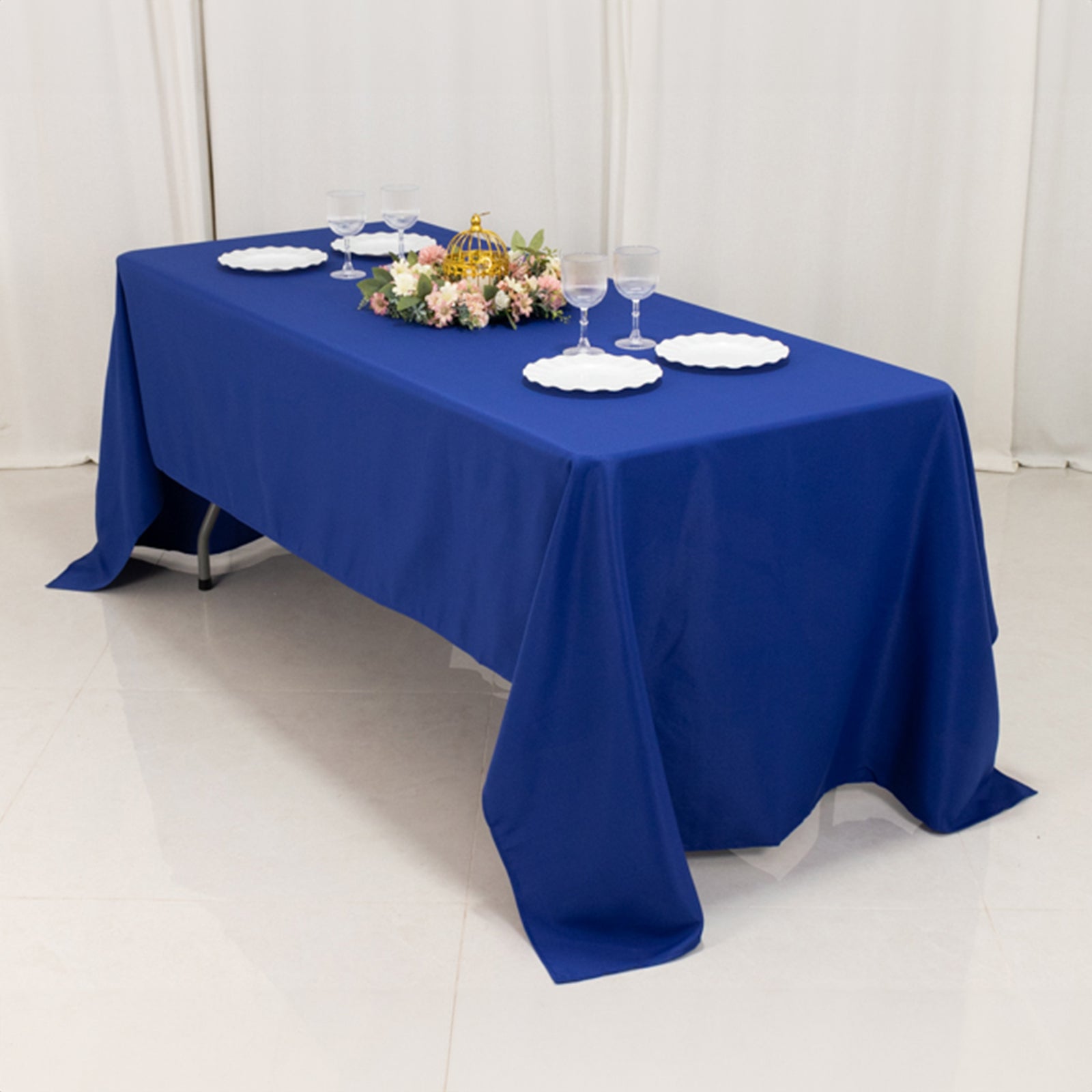 Premium Polyester 60"x126" Rectangle Tablecloth Royal Blue - Stain-Resistant 220GSM Finish Table Cover