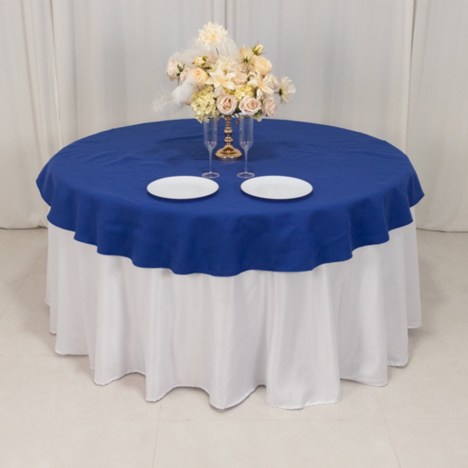 Cotton Blend 70" Round Tablecloth Royal Blue - Wrinkle-Resistant Table Cover