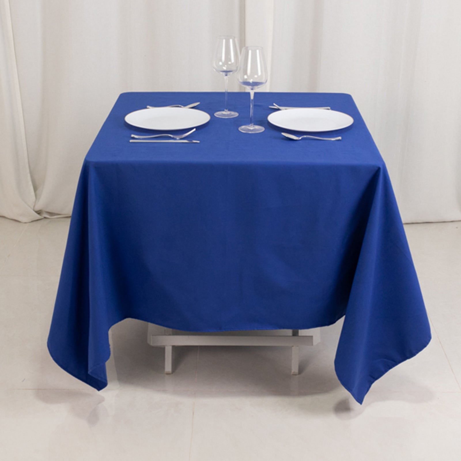 Cotton Blend 70"x70" Square Tablecloth Royal Blue - Wrinkle-Resistant Fabric Table Cover