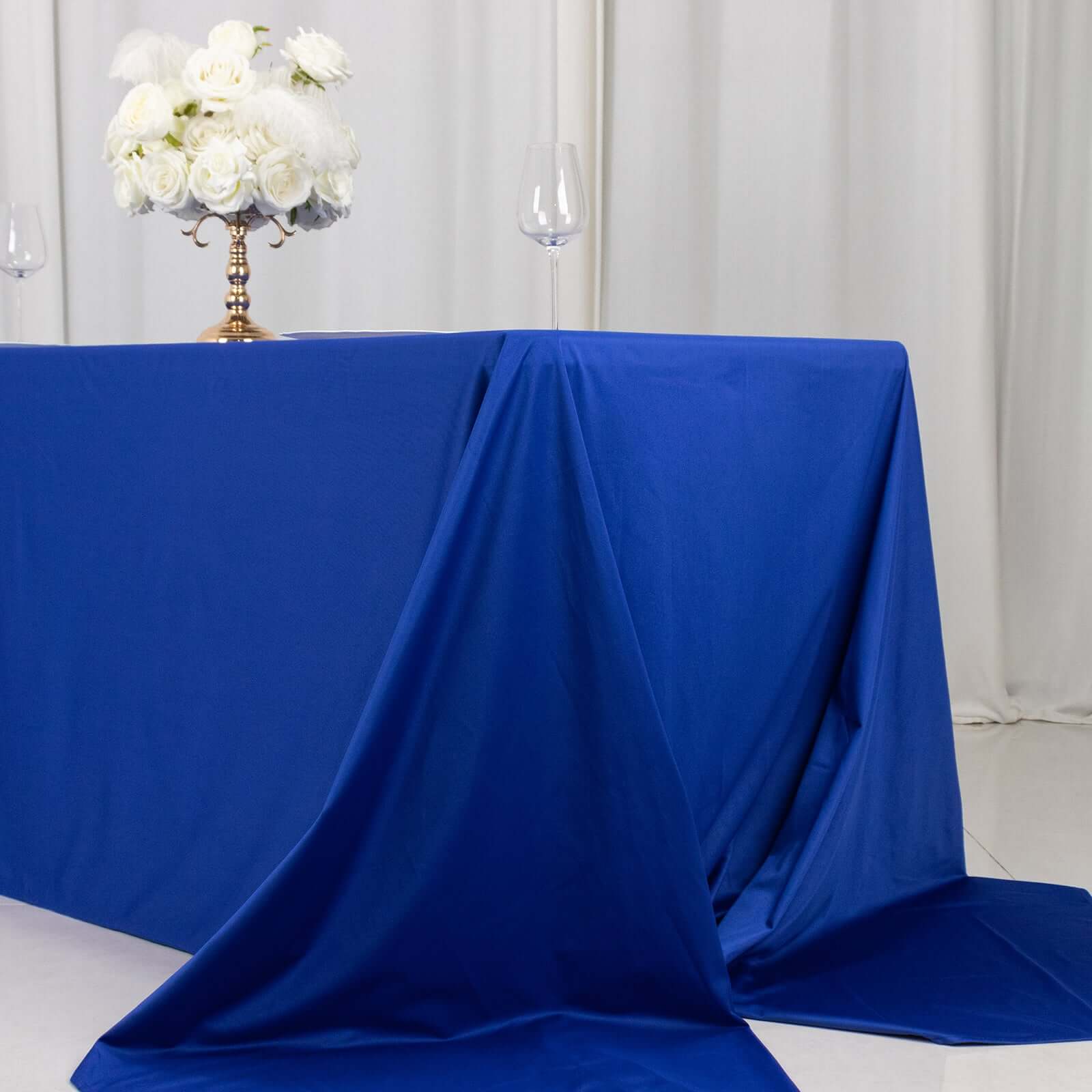 Scuba Rectangular 90"x156" Tablecloth Royal Blue - Wrinkle Free, Stain Resistant & Seamless Table Cover
