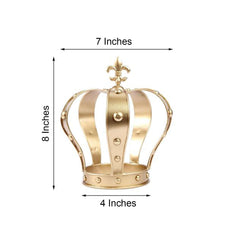 Metal Royal Crown Cake Topper 8" Gold Fleur-De-Lis Top - Refined Cake Centerpiece Decoration for Upscale & Royal-Themed Events