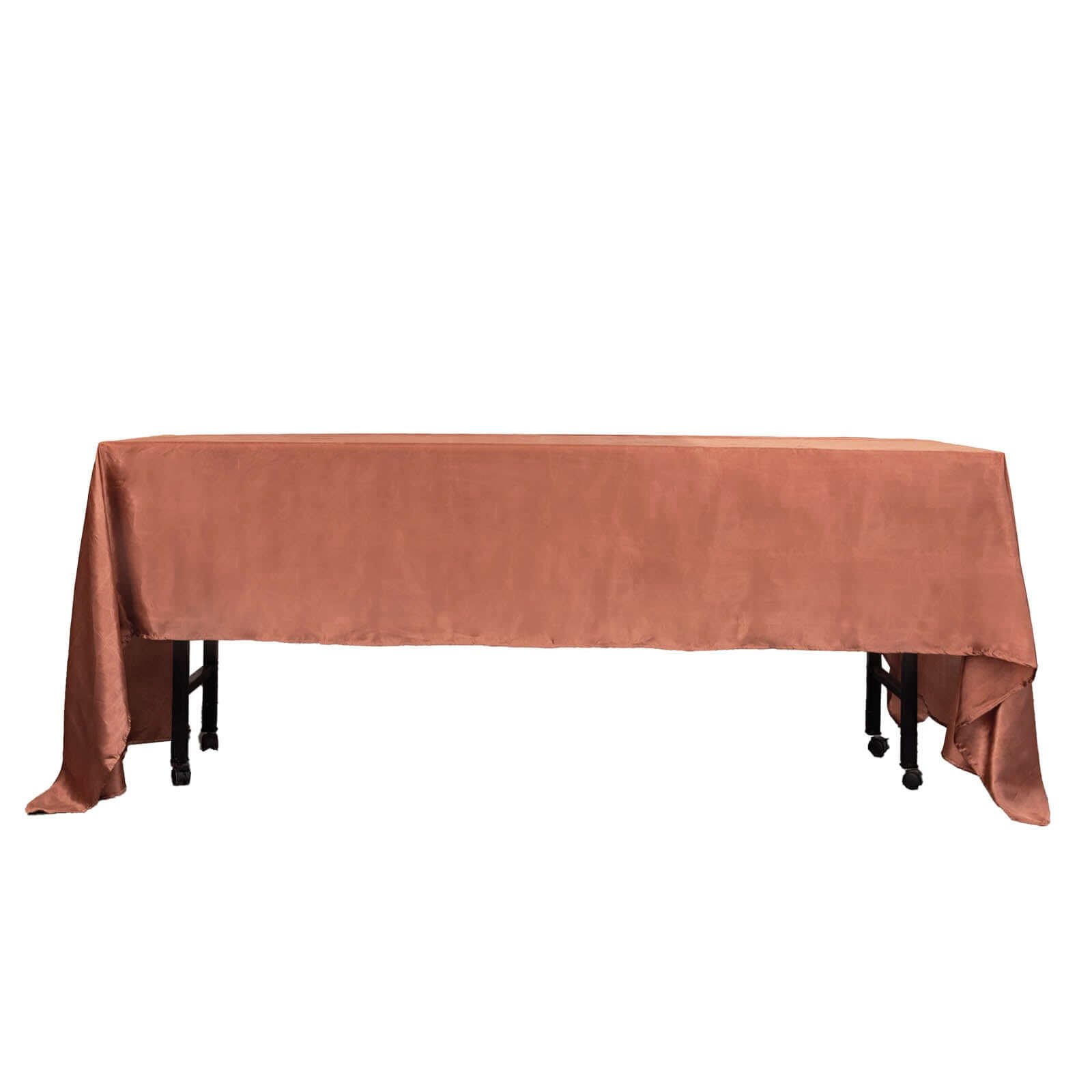 Satin Rectangular 60"x126" Tablecloth Terracotta (Rust) - Smooth and Lustrous Table Cover