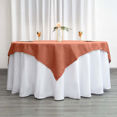 Polyester 70"x70" Table Overlay Square Tablecloth Terracotta (Rust) - Wrinkle-Resistant & Durable Table Cover