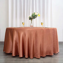 Satin 120" Round Tablecloth Terracotta (Rust) - Stylish Seamless Table Cover