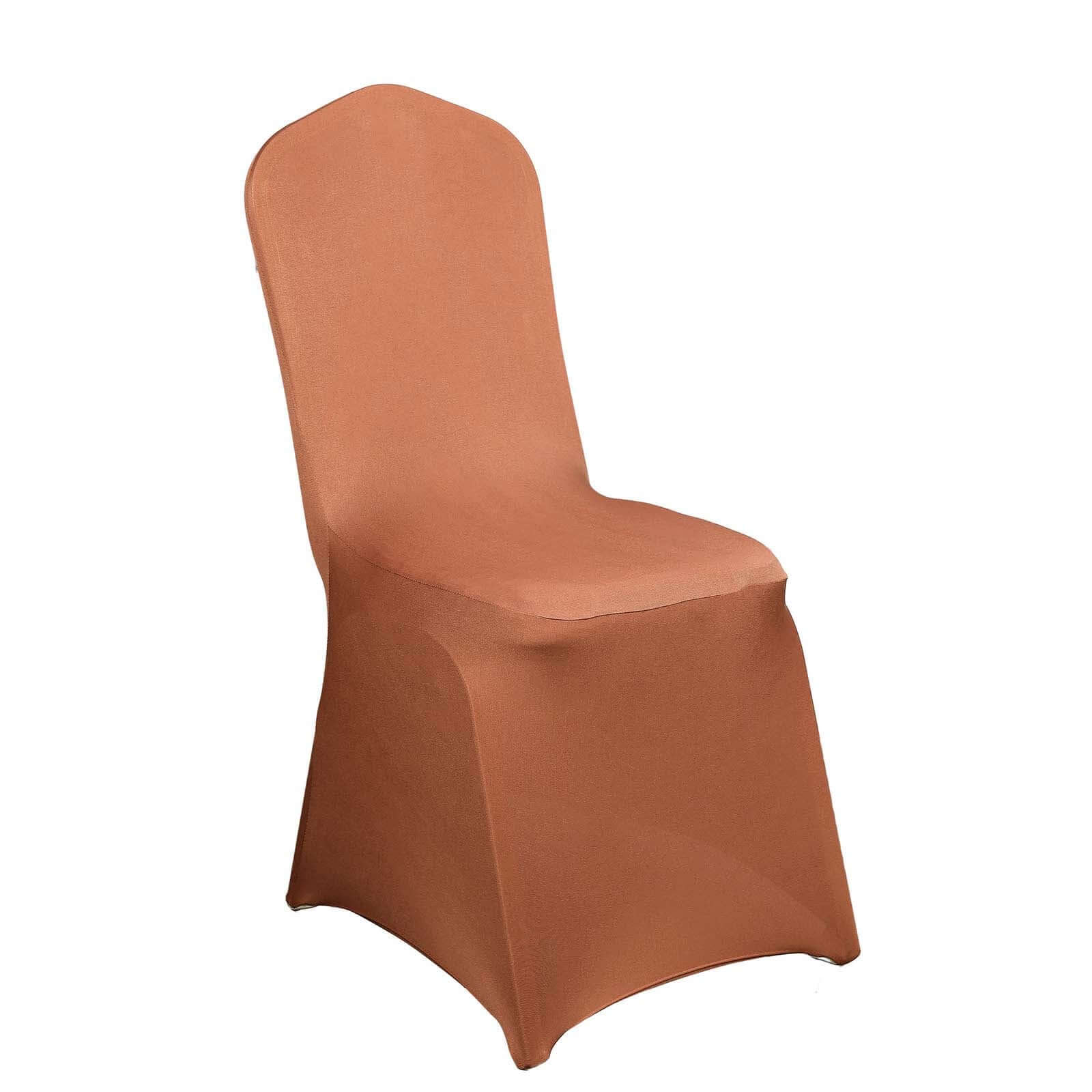 Spandex Chair Cover for Banquet Chairs Terracotta (Rust) - Stretch 160GSM Fabric with Slip-On Slipcover