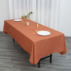Polyester 60"x102" Rectangle Tablecloth Terracotta (Rust) - Durable Table Cover